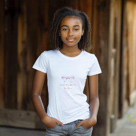 ミニマリスト ヴィンテージ リボン パープル 誕生日 ガール Tシャツ