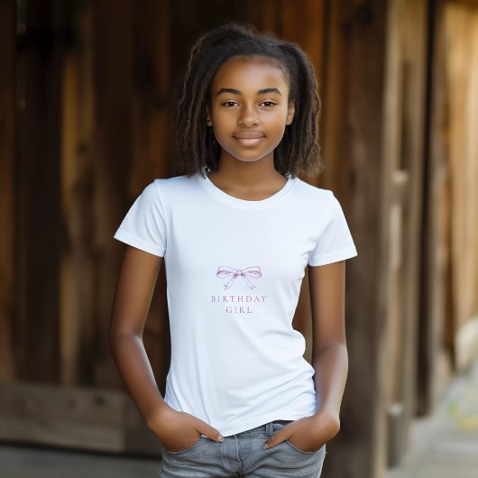 ミニマリスト ヴィンテージ リボン パープル 誕生日 ガール Tシャツ