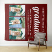 ミニマリスト 三枚写真 卒業 タペストリー | マルーン (インサイチュ(横))