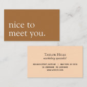 ミニマリスト、初めましてブラウンベージュに挨拶 名刺 (正面/裏面)