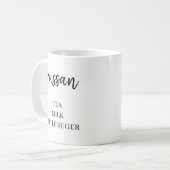 ミニマリスト 名前 飲み物 好み お茶 ミルク 砂糖 コーヒーマグカップ (正面左)