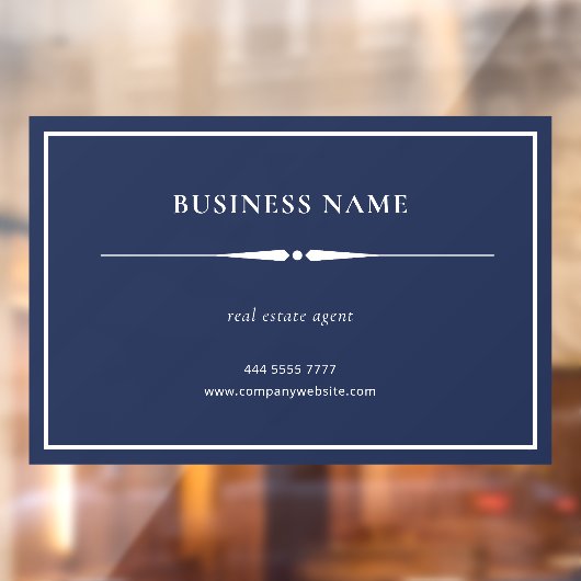 ミニマリスト 小企業名 オフィス ネイビーブルー ウィンドウサイン (シート2)