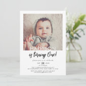 ミニマリスト、彼が1枚の写真を1歳の誕生日に 招待状 (スタンド正面)