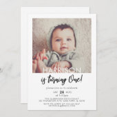 ミニマリスト、彼が1枚の写真を1歳の誕生日に 招待状 (正面/裏面)