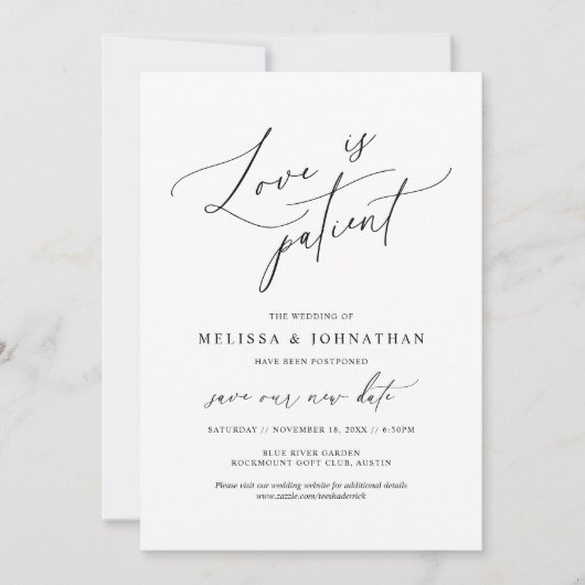 ミニマリスト, 愛は忍耐強い, 日程変更カード 招待状 (正面)