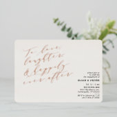 ミニマリスト 愛 笑い 引用 ウェディングパーティー 箔招待状 (立ち正面)