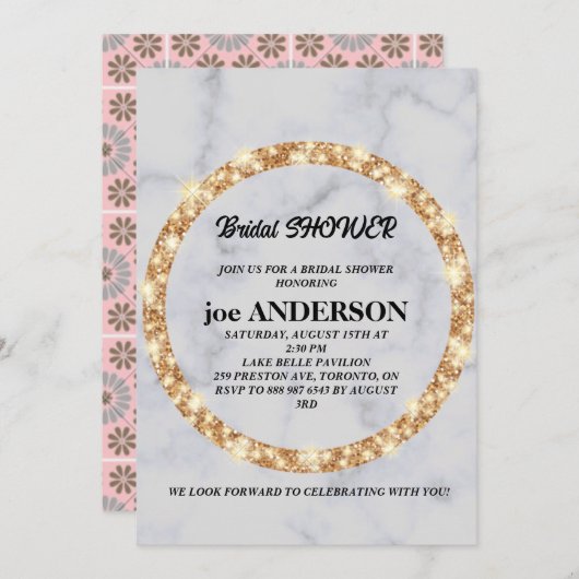 ミニマリスト 手書きスクリプト ブラック ブライダルシャワー 招待状 (正面/裏面)