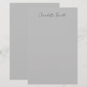 ミニマリスト 手書きスクリプト 名前 グレー 便箋 (正面/裏面)