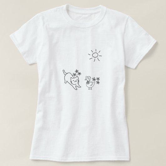 ミニマリスト 春 猫 Tシャツ (デザイン正面)