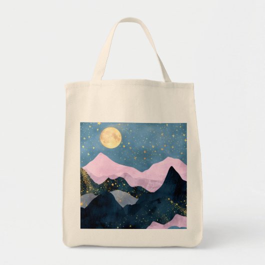 ミニマリスト 月 星 天体 山 渓谷 トートバッグ (正面)