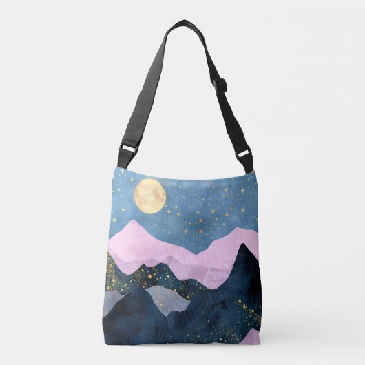 ミニマリスト 月 星 天体 山 谷 クロスボディバッグ (正面)