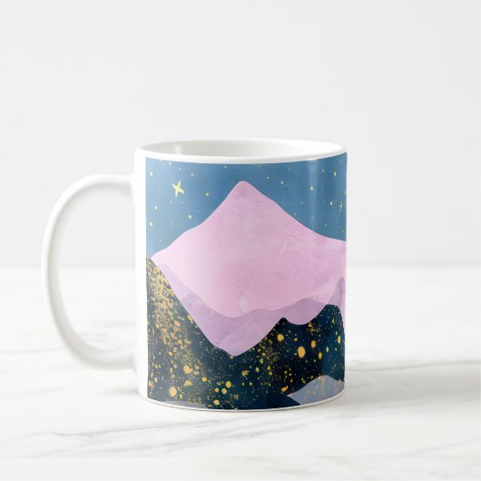ミニマリスト 月 星 天体 山 谷 コーヒーマグカップ (左)