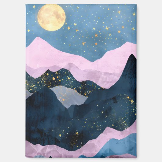 ミニマリスト 月 星 天体 山 谷 マグネット (正面)