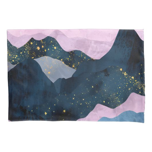ミニマリスト 月 星 天体 山 谷 枕カバー (正面)