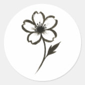 ミニマリスト 桜 – 墨筆の桜 ラウンドシール (正面)