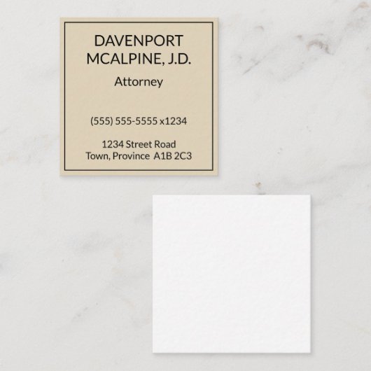 ミニマリスト、法律プロフェッショナル名刺 スクエア名刺 (正面/裏面)