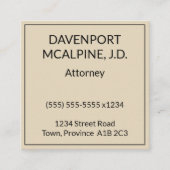 ミニマリスト、法律プロフェッショナル名刺 スクエア名刺 (正面)