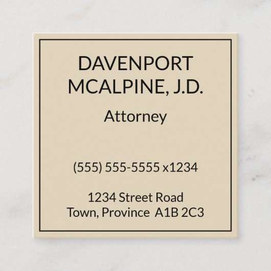 ミニマリスト、法律プロフェッショナル名刺 スクエア名刺 (正面)