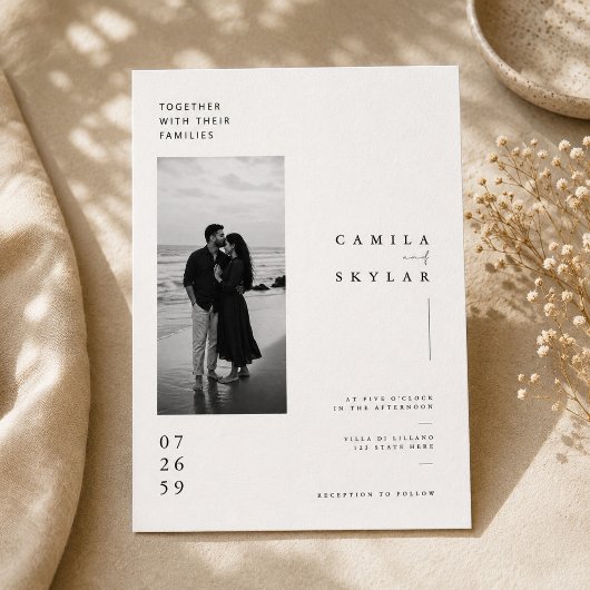 ミニマリスト 海辺の結婚式 招待状 テンプレート