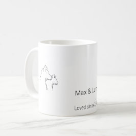 ミニマリスト 犬と猫の線画 オーダーメイド 名前入り マグカップ