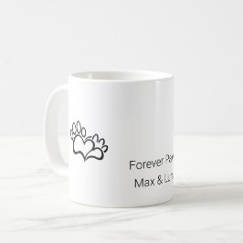 ミニマリスト 犬 猫 肉球 ハート 名前入り マグカップ