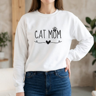 ミニマリスト 猫ママ かわいい肉球 ハート 猫好き スウェットシャツ