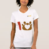 ミニマリスト 猫ママ Tシャツ - ブラウンの肉球ハート (正面)