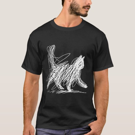ミニマリスト 猫 アート 作品 Tシャツ (正面)