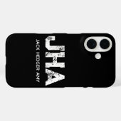 ミニマリスト 白 三文字 モノグラム 名前 黒 Case-Mate iPhoneケース (裏面 (横))