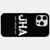 ミニマリスト 白 三文字 モノグラム 名前 黒 Case-Mate iPhoneケース (裏面 (横))