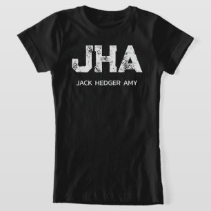 ミニマリスト 白 三文字 モノグラム 名前 黒 Tシャツ