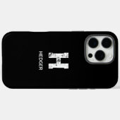 ミニマリスト 白 単一文字 モノグラム 名前 黒 Case-Mate iPhoneケース (裏面 (横))