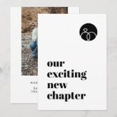 ミニマリスト 私たちの新しい章 現代の 大胆な ブラックフォント セーブザデート (正面/裏面)