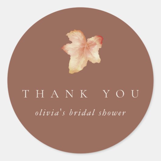 ミニマリスト 秋の落ち葉 感謝の気持ちを表すギフト ラウンドシール (正面)