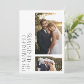 ミニマリスト 結婚したクリスマス 新婚 2枚の写真 シーズンカード (スタンド正面)