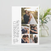 ミニマリスト 結婚クリスマス 新婚 5枚の写真 シーズンカード (スタンド正面)
