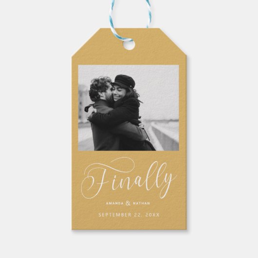 ミニマリスト 結婚式 写真 Save the Date ギフトタグ (正面)