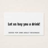 ミニマリスト、編集可能ブラックオンホワイトドリンクチケット (正面)