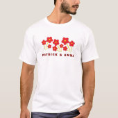 ミニマリスト 赤い花 三つ デザイン Tシャツ (正面)