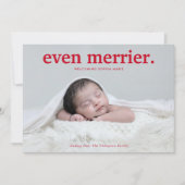 ミニマリスト 赤 さらに楽しい新しい赤ちゃんの写真コラージュ シーズンカード (正面)