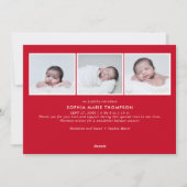 ミニマリスト 赤 さらに楽しい新しい赤ちゃんの写真コラージュ シーズンカード (裏面)