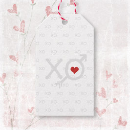 ミニマリスト 赤 白 XO XO ハート バレンタインデー ギフトタグ