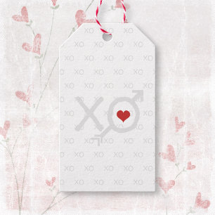 ミニマリスト 赤 白 XO XO ハート バレンタインデー ギフトタグ