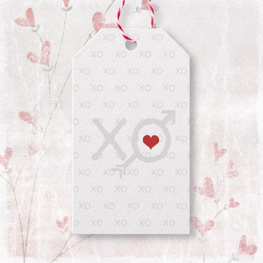 ミニマリスト 赤 白 XO XO ハート バレンタインデー ギフトタグ