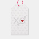 ミニマリスト 赤 白 XO XO ハート バレンタインデー ギフトタグ (正面)