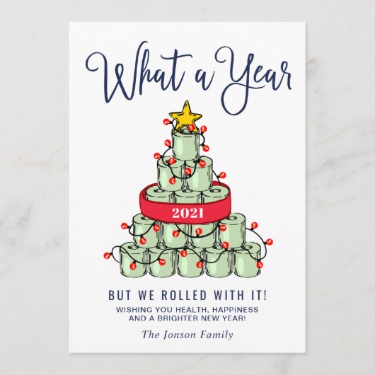 ミニマリスト 1年を振り返るクリスマスグリーティング シーズンカード (正面)