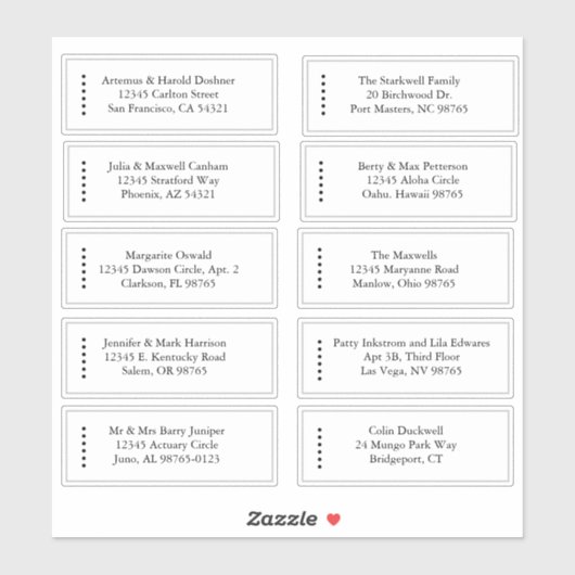 ミニマリスト–1 B&Wシート(10住所 シール) シール (シート)