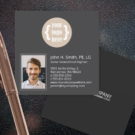 ミニマリスト、2トーン炭、プロフェッショナル写真 スクエア名刺