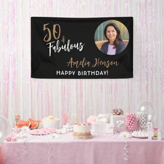 ミニマリスト 50歳 お誕生日おめでとう 写真 50歳の誕生日 横断幕 (パーティー)