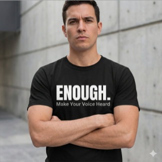 ミニマリスト ENOUGH 声を上げよう タイポグラフィ Tシャツ